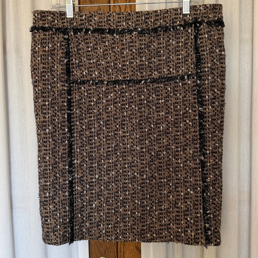 Tory Burch Black Gold Tweed Pencil Skirt